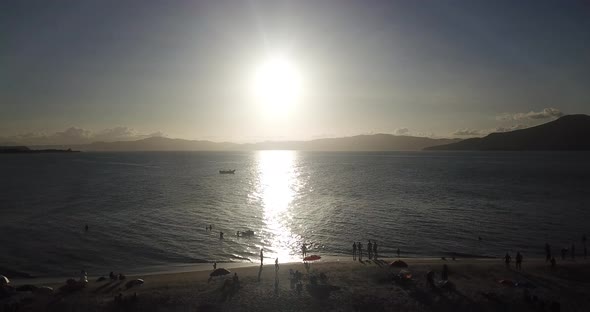 Drone footage of the São José da Ponta Grossa Fort in Florianópolis, Brazil.