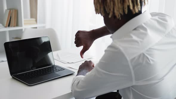 Bad Job Protesting Man Virtual Meeting Black Guy