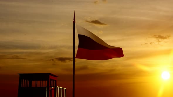 Soldier Guarding the Border Under the Russian Flag