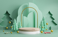 Christmas and New Year festive round podium Modern Creative holiday template.  - PhotoDune Item for Sale