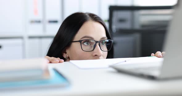 Surprised Woman with Glasses Stares Dumbfounded at Laptop Monitor  Movie