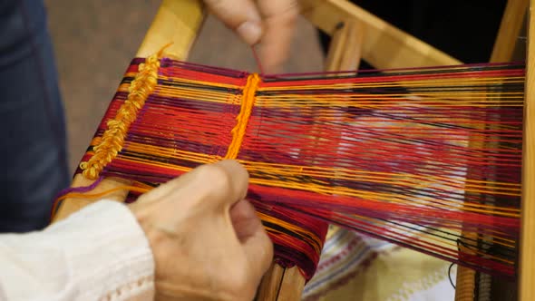 Old Antique Wooden Weaving Machine. Craftsmanship Concept. Craftsmanship Background. Traditional Old