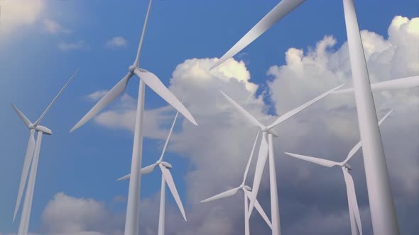 Wind Turbines  Clean Green Wind Energy to Reduce Carbon Footprint and Against Global Warming