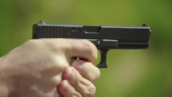 Close-up Shot of a Pistol