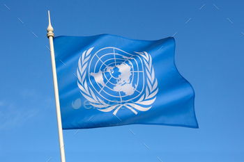 mber 7, 1946, and consists of the official emblem of the United Nations in white on a pale blue background.