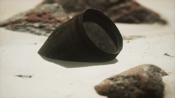 Old Wooden Barrel on the Beach