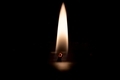 Macro close up of a flame from a single burning candle wick in dark night. - PhotoDune Item for Sale