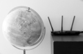 World globe with wifi router in black and white. - PhotoDune Item for Sale