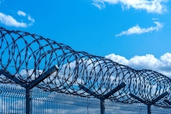 s, barbed, fence, prison, sky, metal, security, danger, protection, sharp, barrier, wire, blue, safety, barbwire, barb, military, background, steel, freedom, boundary, forbidden, border, dangerous, guard, defense, crime, criminal, prevent, spiral, day, jail, private, spike, industry, closed, limit, war, industrial, iron, state, antiterrorist, violence, chain, grid, frontier, obstacle, isolated, protect, secure, cloud