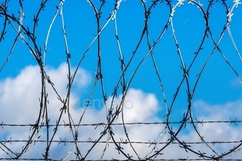 s, barbed, fence, prison, sky, metal, security, danger, protection, sharp, barrier, wire, blue, safety, barbwire, barb, military, background, steel, freedom, boundary, forbidden, border, dangerous, guard, defense, crime, criminal, prevent, spiral, day, jail, private, spike, industry, closed, limit, war, industrial, iron, state, antiterrorist, violence, chain, grid, frontier, obstacle, isolated, protect, secure, cloud