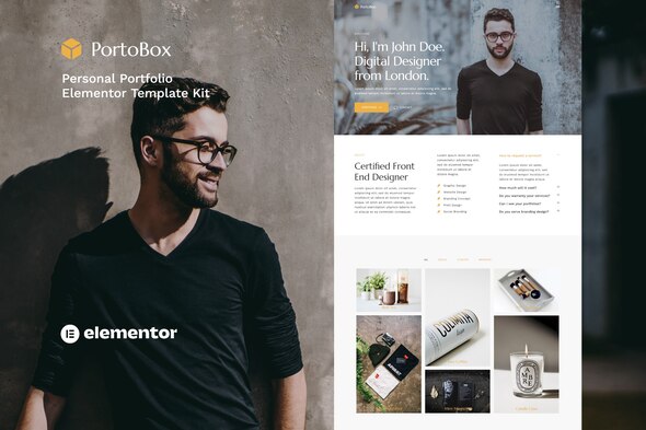 PortoBox – Creative Portfolio Elementor Template Kit – 1 Sold!