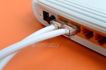 rnet router, which lies on a bright orange background. Items required for Internet connection