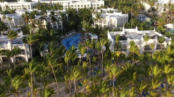 Tropical Vacation Aerial View of a Massive Luxury Resort in Dominican Republic