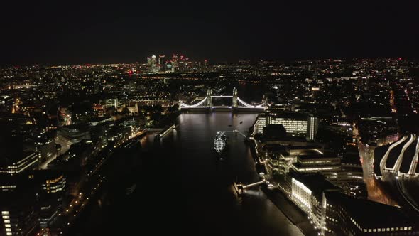 Aerial View of Tower Bridge Across Thames River