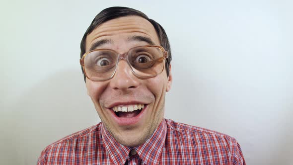 Surprised Funny Man in Glasses