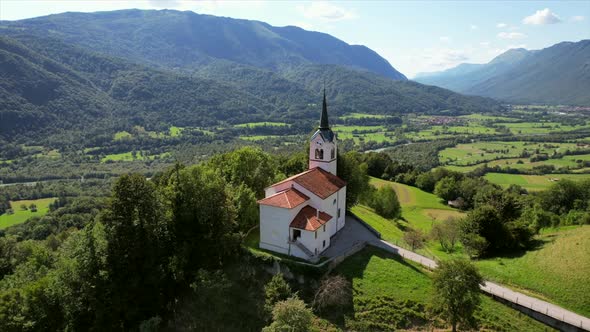 This is a random and beautiful church filmed in the countryside of Slovenia. In the background, a st