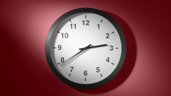 Clock Face On Burgundy Cherry Red Wall