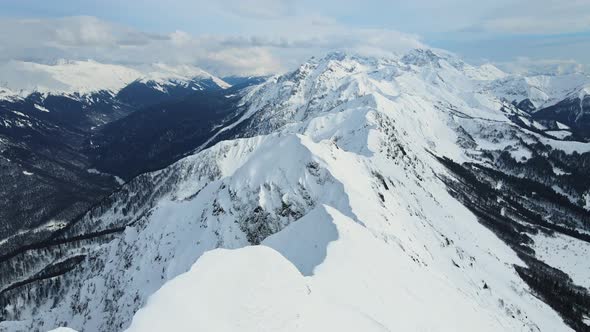 Aerial View of the Aibga Range of the Caucasus Mountain