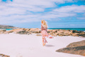 Beautiful blonde traveler girl and ocean  - PhotoDune Item for Sale