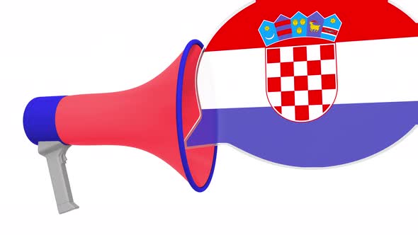 Megaphone and Flag of Croatia on the Speech Bubble