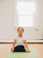 Kids staying active concept, diverse preschooler girl working out at home on yoga mat, exercise - PhotoDune Item for Sale