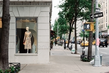 f Manhattan, New York City, USA. Boutique in one of the wealthiest district of New York plenty of fashion retail stores