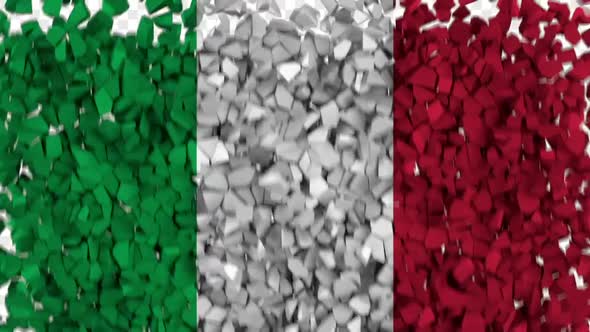 Italy Flag Breaking Rocks Transition