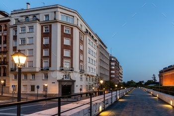 trict of Madrid in front of Prado Museum, Spain.
Residential Building with apartment in historic district of Madrid. Real Estate market concept