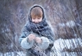 a girl in winter in a fur coat and shawl general.  - PhotoDune Item for Sale