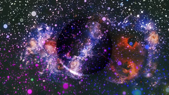 Animation Star Space Sky Galaxy Colorful Flowing Globe Rotate Zoom In Background alt