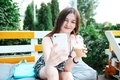 Cute happy beautiful young woman makes selfie on a smartphone  - PhotoDune Item for Sale