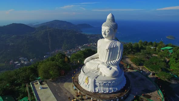 Aerial Photography Scenery Blue Sky Behind Phuket Big Buddha