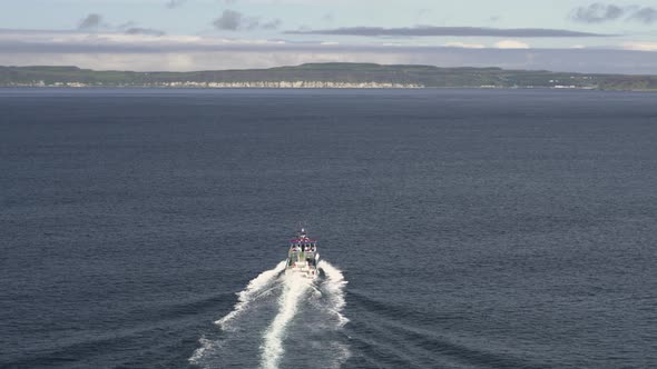 The Rathlin ferry leaves Ballycastle for Rathlin Island on the Causeway Coastal Route, Northern Irel