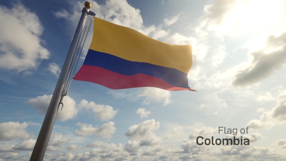 Colombia Flag on a Flagpole