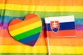 Slovakia flag on rainbow background flag symbol of LGBT gay pride month - PhotoDune Item for Sale