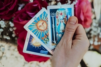 wers background. Tarot reader. Future prediction, esoteric, intuition concept.