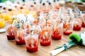 Snack cocktails with tomato juice and shrimps. Catering table for party in rustic style. - PhotoDune Item for Sale