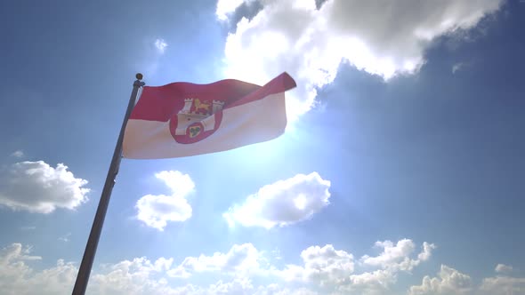 Hanover City Flag on a Flagpole V4