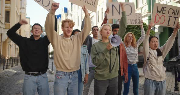 Public Demonstration on the Street Against Global Warming and Environmental Pollution