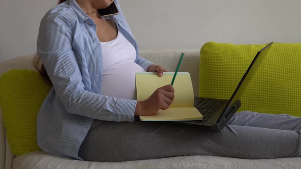 Successful Hardworking Pregnant Business Woman With Laptop