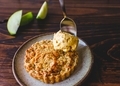 Ice cream with small apple pie for autumnal dessert and green apple slices - PhotoDune Item for Sale