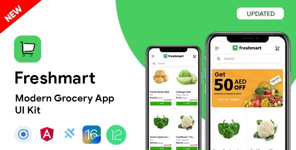 FreshMart Ecommerce Android App + Ecommerce iOS App Template | Ecommerce App | Ionic 5 | Capacitor 4