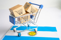 Box with shopping cart logo and Argentina flag, Import Export Shopping online or eCommerce finance - PhotoDune Item for Sale