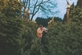 A couple kissing at a Christmas tree farm in winter. - PhotoDune Item for Sale