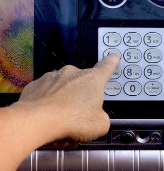 ber keypad of an automated teller machine, ABM cashpoint, cash machine, cash dispenser, or bankomat