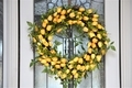 Front door with yellow tulip wreath  - PhotoDune Item for Sale