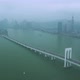 Hong Kong Zhuhai Macao Bridge with Cars Against Foggy City - VideoHive Item for Sale