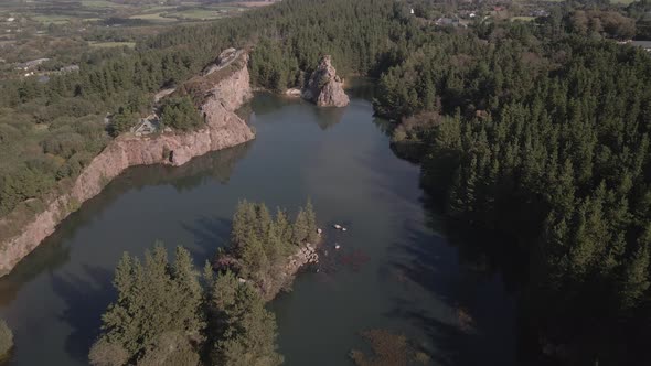 Drone Flyover Disused Carrigfoyle Quarry In Carrigfoyle Viewing Point, Barntown, County Wexford In I