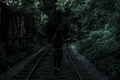Girl is walking on train tracks  - PhotoDune Item for Sale