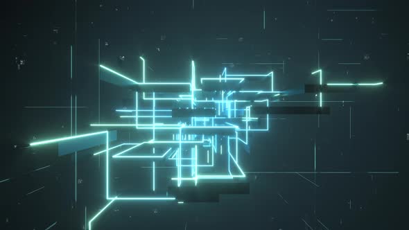 Glowing electronics lines with circuit structure.